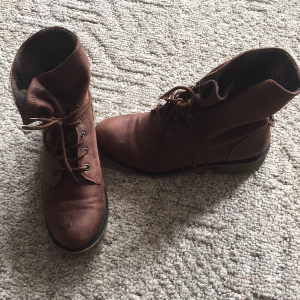 Brown combat boots